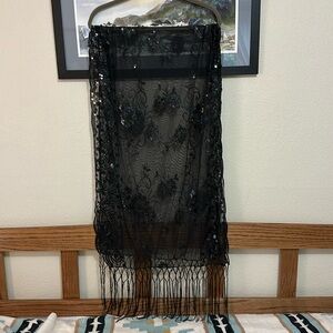 Black Floral Sequined Evening Wrap Scarf, I.N.C. International Concepts